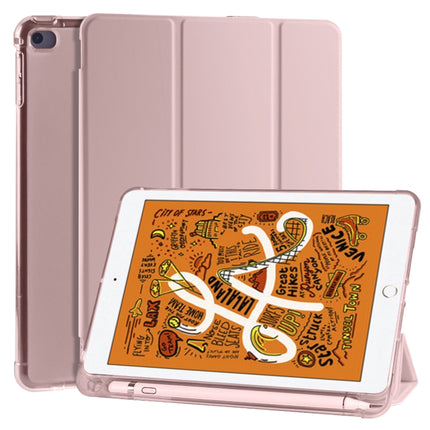 For iPad Mini 5 / Mini 4 3-folding Horizontal Flip PU Leather + Shockproof TPU Case with Holder & Pen Slot(Pink)-garmade.com