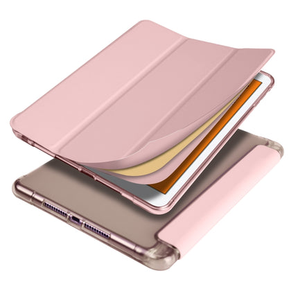 For iPad Mini 5 / Mini 4 3-folding Horizontal Flip PU Leather + Shockproof TPU Case with Holder & Pen Slot(Pink)-garmade.com