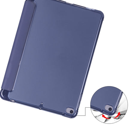 For iPad Mini 5 / Mini 4 3-folding Horizontal Flip PU Leather + Shockproof TPU Case with Holder & Pen Slot(Dark Blue)-garmade.com