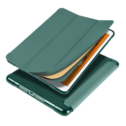 For iPad Mini 5 / Mini 4 3-folding Horizontal Flip PU Leather + Shockproof TPU Case with Holder & Pen Slot(Pine Green)-garmade.com