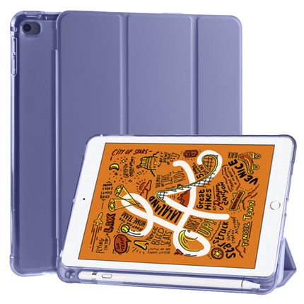 For iPad Mini 5 / Mini 4 3-folding Horizontal Flip PU Leather + Shockproof TPU Case with Holder & Pen Slot(Lavender Purple)-garmade.com