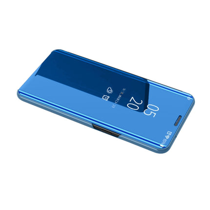 For iPhone 12 / 12 Pro Plated Mirror Horizontal Flip Leather Case with Holder(Blue)-garmade.com