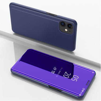 For iPhone 12 / 12 Pro 6.1 inch Plated Mirror Horizontal Flip Leather Case with Holder(Purple Blue)-garmade.com