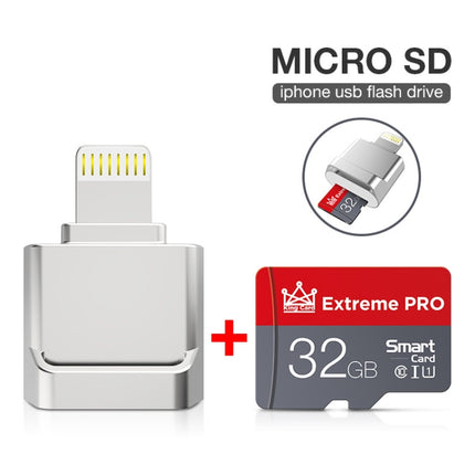 MicroDrive 8pin To TF Card Adapter Mini iPhone & iPad TF Card Reader, Capacity:16GB(Silver)-garmade.com