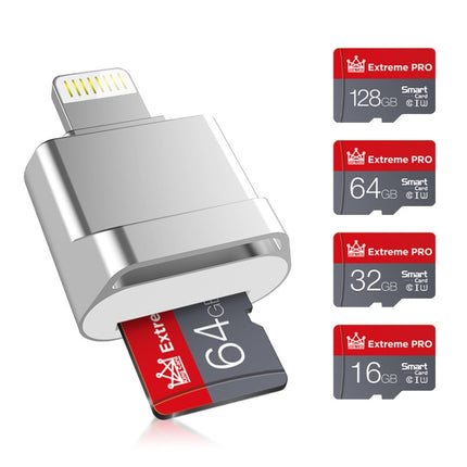 MicroDrive 8pin To TF Card Adapter Mini iPhone & iPad TF Card Reader, Capacity:32GB(Silver)-garmade.com