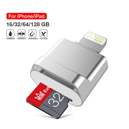 MicroDrive 8pin To TF Card Adapter Mini iPhone & iPad TF Card Reader, Capacity:64GB(Silver)-garmade.com