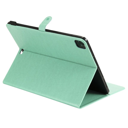 For iPad Pro 12.9 (2020) & (2018) Cat Bee Embossing Pattern Horizontal Flip Leather Tablet Case with Holder & Card Slots & Wallet & Pen Slot(Green)-garmade.com
