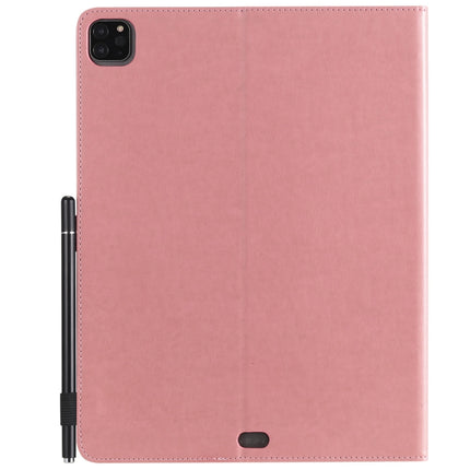 For iPad Pro 12.9 (2020) & (2018) Cat Bee Embossing Pattern Horizontal Flip Leather Tablet Case with Holder & Card Slots & Wallet & Pen Slot(Pink)-garmade.com