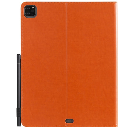 For iPad Pro 12.9 (2020) & (2018) Cat Bee Embossing Pattern Horizontal Flip Leather Tablet Case with Holder & Card Slots & Wallet & Pen Slot(Orange)-garmade.com