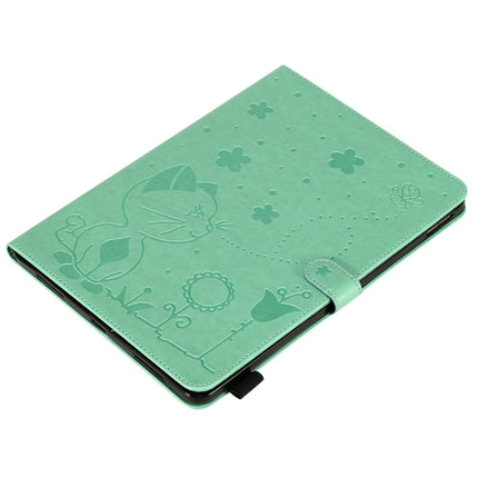 For iPad Pro 11 (2020) & (2018) Cat Bee Embossing Pattern Horizontal Flip Leather Tablet Case with Holder & Card Slots & Wallet & Pen Slot & Wake-up / Sleep Function(Green)-garmade.com