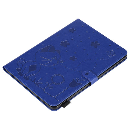 For iPad Pro 11 (2020) & (2018) Cat Bee Embossing Pattern Horizontal Flip Leather Tablet Case with Holder & Card Slots & Wallet & Pen Slot & Wake-up / Sleep Function(Blue)-garmade.com