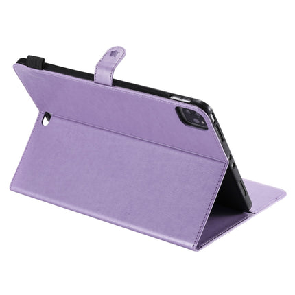 For iPad Pro 11 (2020) & (2018) Cat Bee Embossing Pattern Horizontal Flip Leather Tablet Case with Holder & Card Slots & Wallet & Pen Slot & Wake-up / Sleep Function(Purple)-garmade.com