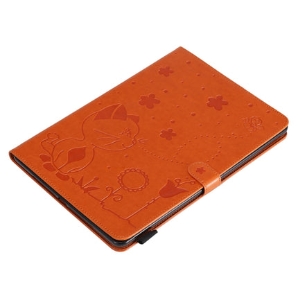 For iPad 10.2 / Air (2019) / Pro 10.5 Cat Bee Embossing Pattern Horizontal Flip Leather Case with Holder & Card Slots & Wallet & Pen Slot & Wake-up / Sleep Function(Orange)-garmade.com