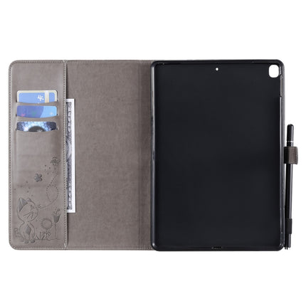 For iPad 10.2 / Air (2019) / Pro 10.5 Cat Bee Embossing Pattern Horizontal Flip Leather Case with Holder & Card Slots & Wallet & Pen Slot & Wake-up / Sleep Function(Grey)-garmade.com