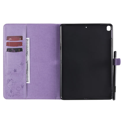 For iPad 10.2 / Air (2019) / Pro 10.5 Cat Bee Embossing Pattern Horizontal Flip Leather Case with Holder & Card Slots & Wallet & Pen Slot & Wake-up / Sleep Function(Purple)-garmade.com