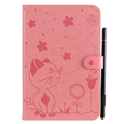 For iPad mini 5 / 4 / 3 / 2 / 1 Cat Bee Embossing Pattern Horizontal Flip Leather Case with Holder & Card Slots & Wallet & Pen Slot & Wake-up / Sleep Function(Pink)-garmade.com