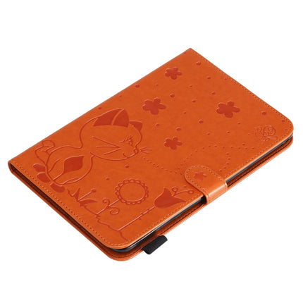 For iPad mini 5 / 4 / 3 / 2 / 1 Cat Bee Embossing Pattern Horizontal Flip Leather Case with Holder & Card Slots & Wallet & Pen Slot & Wake-up / Sleep Function(Orange)-garmade.com