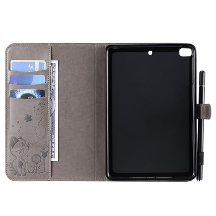 For iPad mini 5 / 4 / 3 / 2 / 1 Cat Bee Embossing Pattern Horizontal Flip Leather Case with Holder & Card Slots & Wallet & Pen Slot & Wake-up / Sleep Function(Grey)-garmade.com