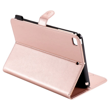 For iPad mini 5 / 4 / 3 / 2 / 1 Cat Bee Embossing Pattern Horizontal Flip Leather Case with Holder & Card Slots & Wallet & Pen Slot & Wake-up / Sleep Function(Rose Gold)-garmade.com
