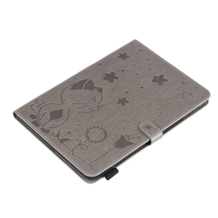 For iPad Air 2 / Air / 9.7 (2018) & (2017) Cat Bee Embossing Pattern Horizontal Flip Leather Case with Holder & Card Slots & Wallet & Pen Slot & Wake-up / Sleep Function(Grey)-garmade.com