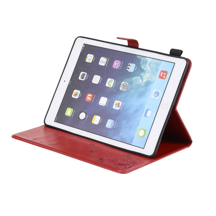 For iPad Air 2 / Air / 9.7 (2018) & (2017) Cat Bee Embossing Pattern Horizontal Flip Leather Case with Holder & Card Slots & Wallet & Pen Slot & Wake-up / Sleep Function(Red)-garmade.com