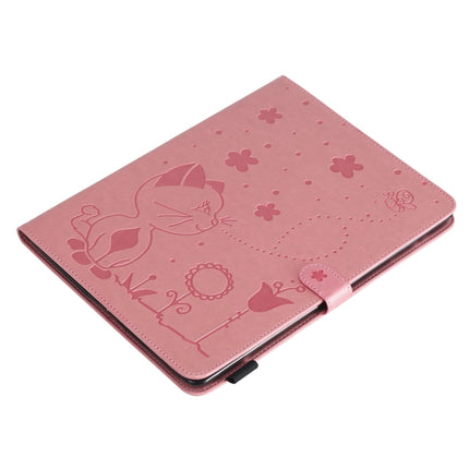 For iPad 4 / 3 / 2 Cat Bee Embossing Pattern Horizontal Flip Leather Case with Holder & Card Slots & Wallet & Pen Slot & Wake-up / Sleep Function(Pink)-garmade.com