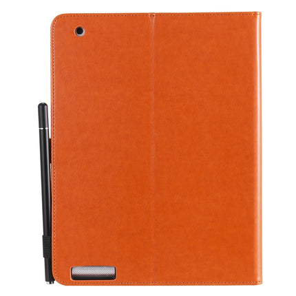 For iPad 4 / 3 / 2 Cat Bee Embossing Pattern Horizontal Flip Leather Case with Holder & Card Slots & Wallet & Pen Slot & Wake-up / Sleep Function(Orange)-garmade.com