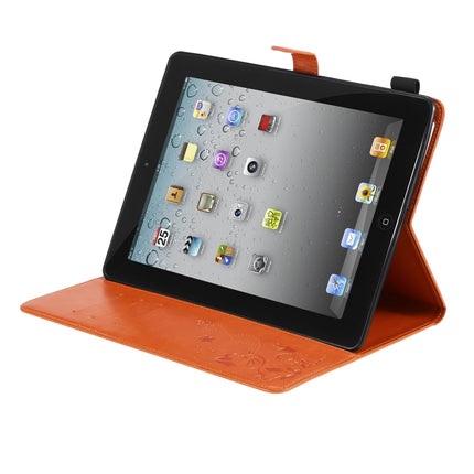 For iPad 4 / 3 / 2 Cat Bee Embossing Pattern Horizontal Flip Leather Case with Holder & Card Slots & Wallet & Pen Slot & Wake-up / Sleep Function(Orange)-garmade.com