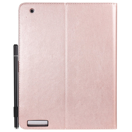 For iPad 4 / 3 / 2 Cat Bee Embossing Pattern Horizontal Flip Leather Case with Holder & Card Slots & Wallet & Pen Slot & Wake-up / Sleep Function(Rose Gold)-garmade.com