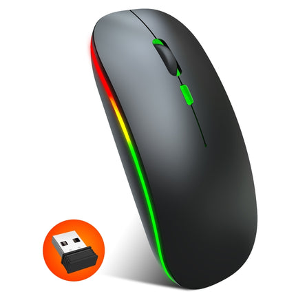 HXSJ M40 2.4GHZ 800,1200,1600dpi Third Gear Adjustment Colorful Wireless Mouse USB Rechargeable(Black)-garmade.com
