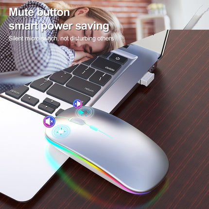 HXSJ M40 2.4GHZ 800,1200,1600dpi Third Gear Adjustment Colorful Wireless Mouse USB Rechargeable(Silver)-garmade.com