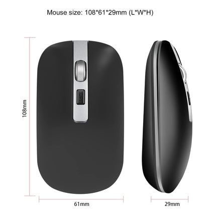 HXSJ M50 2.4GHZ 800,1200,1600dpi Three Gear Adjustment Dual-mode Wireless Mouse USB + Bluetooth 5.1 Rechargeable(Black)-garmade.com