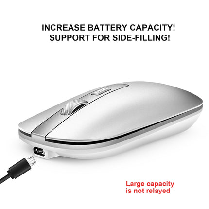 HXSJ M50 2.4GHZ 800,1200,1600dpi Three Gear Adjustment Dual-mode Wireless Mouse USB + Bluetooth 5.1 Rechargeable(Silver)-garmade.com