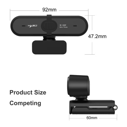 HXSJ S6 HD 1080P 95 Degree Wide-angle High-definition Computer Camera with Microphone(Black)-garmade.com