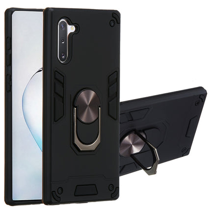 For Samsung Galaxy Note 10 / Note 10 5G 2 in 1 Armour Series PC + TPU Protective Case with Ring Holder(Black)-garmade.com