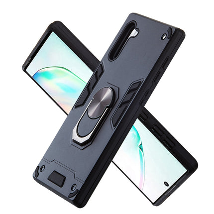 For Samsung Galaxy Note 10 / Note 10 5G 2 in 1 Armour Series PC + TPU Protective Case with Ring Holder(Black)-garmade.com