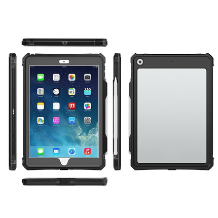 For iPad 10.2 RedPepper Shockproof Waterproof PC + TPU Protective Case with Lanyard & Pen Tray & Holder(Black)-garmade.com