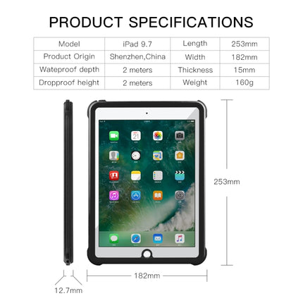 For iPad 9.7 (2017) / (2018) / Air RedPepper Shockproof Waterproof PC + TPU Protective Case with Holder(Black)-garmade.com