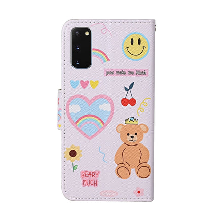 For Samsung Galaxy S20 Colored Drawing Pattern Horizontal Flip Leather Case with Holder & Card Slots & Wallet & Lanyard(Smiling Bear)-garmade.com