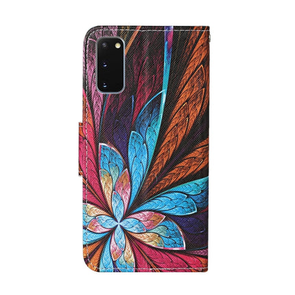 For Samsung Galaxy S20 Colored Drawing Pattern Horizontal Flip Leather Case with Holder & Card Slots & Wallet & Lanyard(Colorful Flowers)-garmade.com