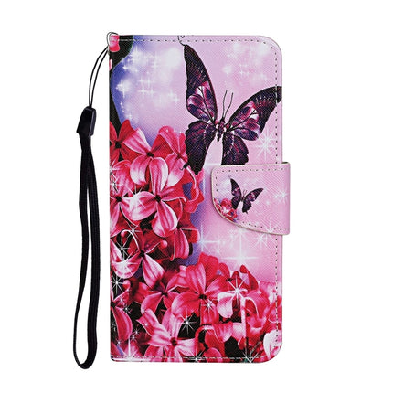 For Samsung Galaxy S20 Colored Drawing Pattern Horizontal Flip Leather Case with Holder & Card Slots & Wallet & Lanyard(Red Flower Butterfly)-garmade.com