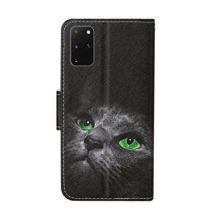 For Samsung Galaxy S20+ Colored Drawing Pattern Horizontal Flip Leather Case with Holder & Card Slots & Wallet & Lanyard(Black Cat)-garmade.com