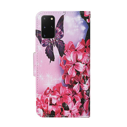 For Samsung Galaxy S20+ Colored Drawing Pattern Horizontal Flip Leather Case with Holder & Card Slots & Wallet & Lanyard(Red Flower Butterfly)-garmade.com