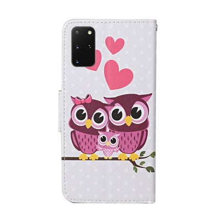 For Samsung Galaxy S20+ Colored Drawing Pattern Horizontal Flip Leather Case with Holder & Card Slots & Wallet & Lanyard(Owl Family)-garmade.com