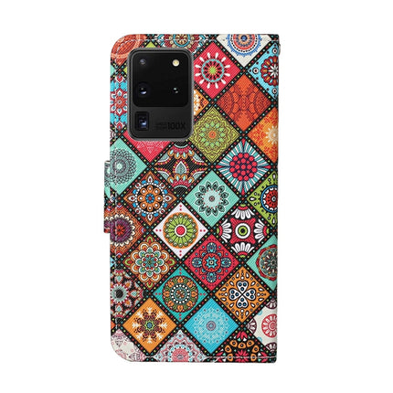 For Samsung Galaxy S20 Ultra Colored Drawing Pattern Horizontal Flip Leather Case with Holder & Card Slots & Wallet & Lanyard(Ethnic Style)-garmade.com