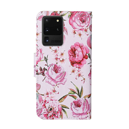 For Samsung Galaxy S20 Ultra Colored Drawing Pattern Horizontal Flip Leather Case with Holder & Card Slots & Wallet & Lanyard(Peonies)-garmade.com
