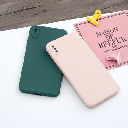For iPhone X & XS Magic Cube Frosted Silicone Shockproof Full Coverage Protective Case(Deep Green)-garmade.com