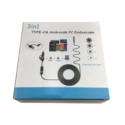 AN100 3 in 1 IP67 Waterproof USB-C / Type-C + Micro USB + USB HD Endoscope Snake Tube Inspection Camera for Parts of OTG Function Android Mobile Phone, with 6 LEDs, Lens Diameter:5.5mm(Length: 3.5m)-garmade.com