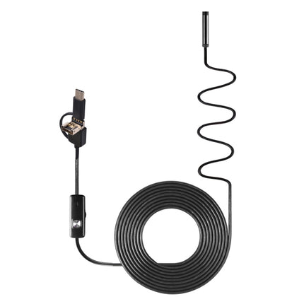 AN100 3 in 1 IP67 Waterproof USB-C / Type-C + Micro USB + USB HD Endoscope Snake Tube Inspection Camera for Parts of OTG Function Android Mobile Phone, with 6 LEDs, Lens Diameter:7mm(Length: 3.5m)-garmade.com