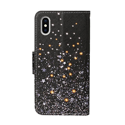 For iPhone XS Max Colored Drawing Pattern Horizontal Flip Leather Case with Holder & Card Slots & Wallet(Black Five-pointed Star)-garmade.com